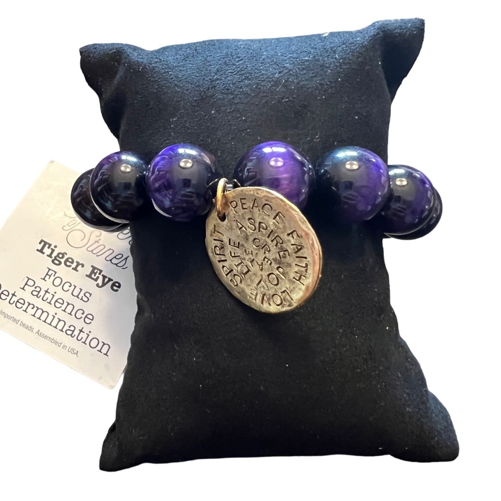 Midnight Tiger eye with gold medallion